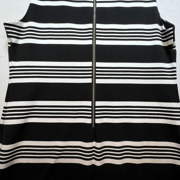 Christopher & Banks  Womens Sleeveless Sheath Dess Size 14  Black White Striped - Picture 11 of 12